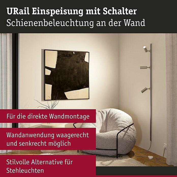 Paulmann URail Stromeinspeisung (Chrom matt, 200 cm) | BAUHAUS