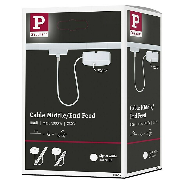 Paulmann URail Stromeinspeisung (100 cm, 100 W, Signalweiß, Inkl. Endkappe) | BAUHAUS