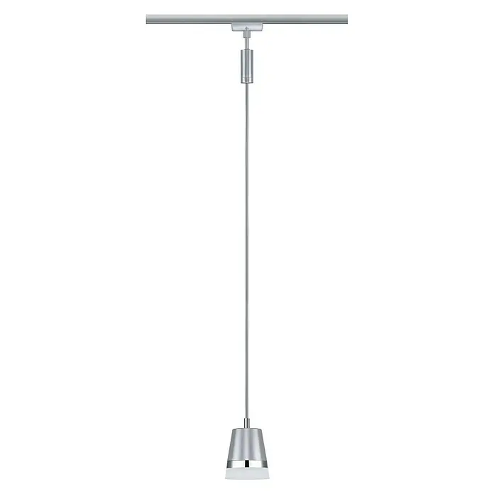 Paulmann URail Pendelleuchte Cone - Ø x H: 8,4 x 121,4 cm, Chrom matt - Moderne Pendelleuchte mit silbernem Finish. Elegantes Design mit schlanker Stange und stilvollem Lampenschirm für moderne Beleuchtung.