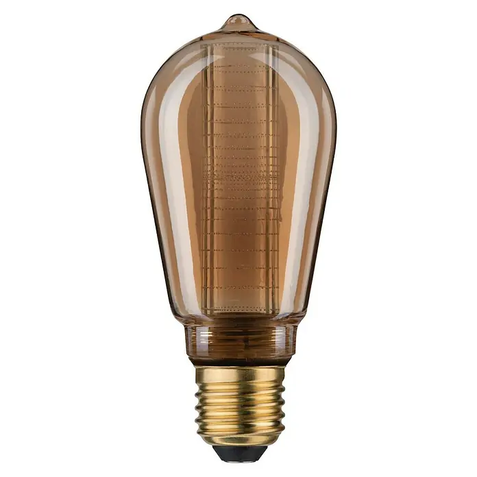 Paulmann LED-Lampe Inner Glow Edition Ring - Dimmbar, Warmweiß, 120 lm, 6,4 cm - Vintage-Glühbirne mit bernsteinfarbenem Glas und goldfarbenem Sockel. Sie strahlt einen warmen, nostalgischen Charme aus und ist ideal für dekorative Beleuchtung.