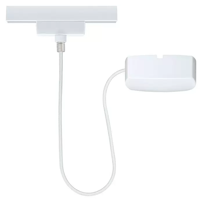 Paulmann URail Set básico focos LED - 16 W, Blanco, Número de LED: 4 ud. - Módulo de luz rectangular blanco y fuente de alimentación externa conectados por un cable trenzado.