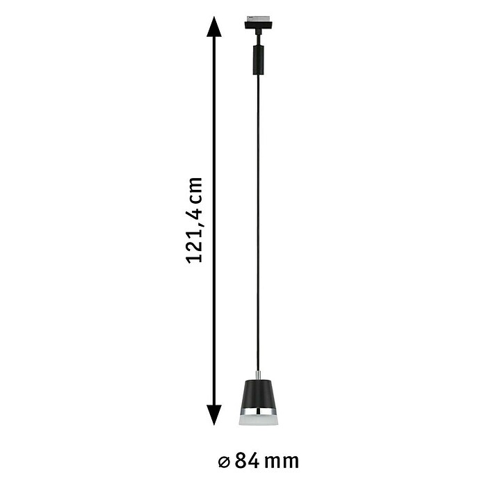 Paulmann URail Pendelleuchte Cone (Ø x H: 8,4 x 121,4 cm, Schwarz matt) | BAUHAUS