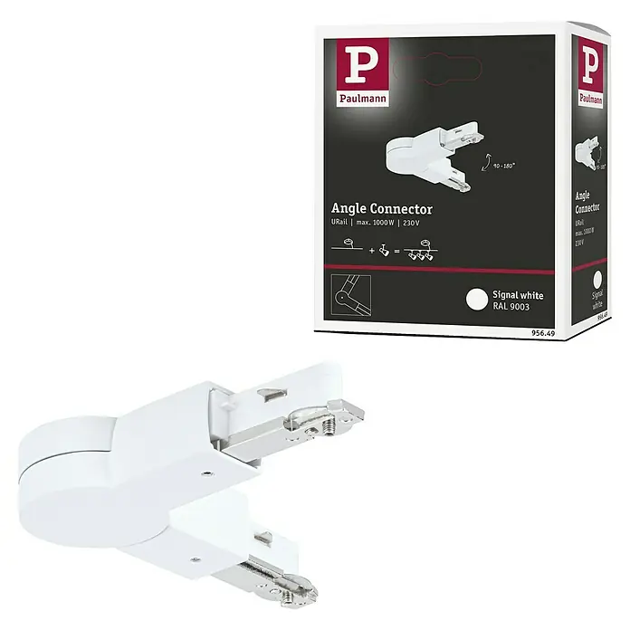 Paulmann URail Gelenkverbinder - Signalweiß, L x B x H: 157 x 36 x 18 mm - Paulmann URail Winkelverbinder in Signalweiß (RAL 9003) für flexible Schienen-Beleuchtungssysteme, ideal um Ecken zu verbinden und individuelle Lichtlösungen zu schaffen.