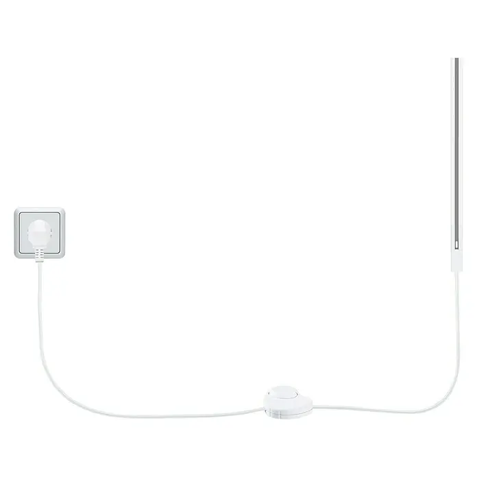 Paulmann URail Stromeinspeisung - Signalweiß, 200 cm - Eine Stehlampe mit Fußschalter und Stecker, die in eine Steckdose gesteckt wird. Das schlichte Design passt in jeden Raum.