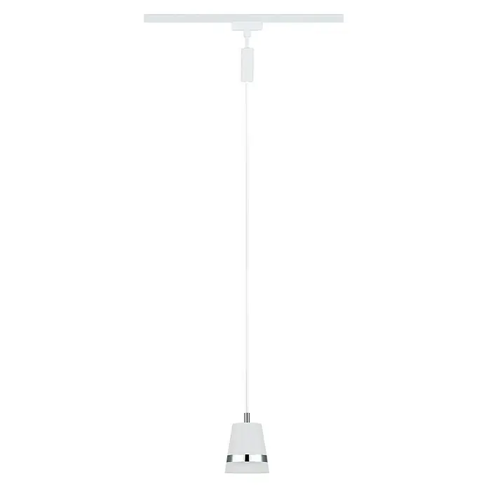 Paulmann URail Pendelleuchte Cone - Ø x H: 8,4 x 121,4 cm, Signalweiß - Elegante weiße Hängelampe mit chromfarbenen Akzenten, ideal für moderne Innenräume. Stilvolle Beleuchtung für jeden Raum.