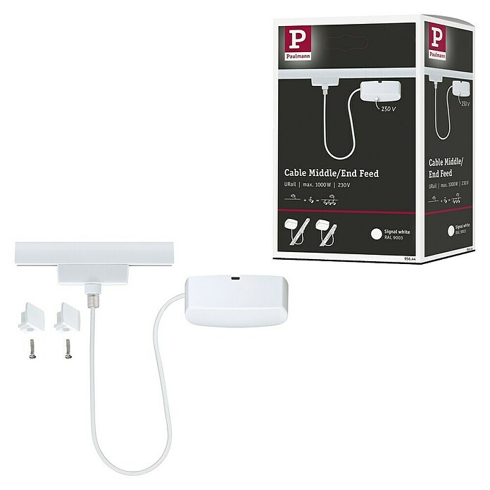 Paulmann URail Stromeinspeisung (100 cm, 100 W, Signalweiß, Inkl. Endkappe) | BAUHAUS