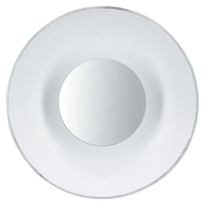 Paulmann LED-Lampe Reflektor Standard - Dimmbar, Warmweiß, 360 lm, 4,9 W, Silber - Elegante flache Schale in Weiß mit einem silbernen Rand, ideal für stilvolle Tischdekorationen und besondere Anlässe.