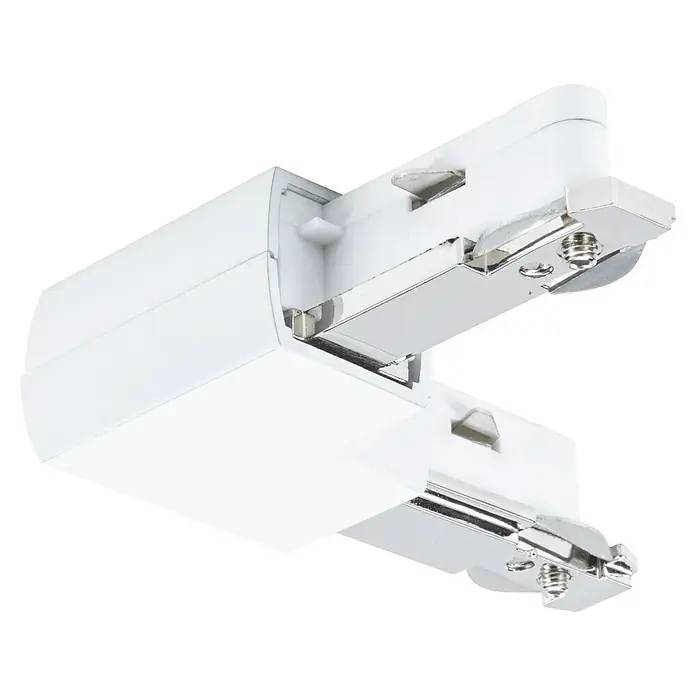 Paulmann URail L-Verbinder - L x B x H: 62 x 62 x 18 mm, Signalweiß - Nahaufnahme eines weißen Schienenverbinders, der für die Installation von Schienenbeleuchtungssystemen entwickelt wurde.