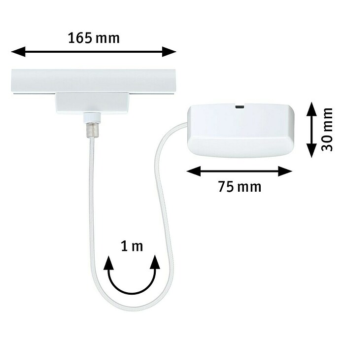 Paulmann URail Stromeinspeisung (100 cm, 100 W, Signalweiß, Inkl. Endkappe) | BAUHAUS