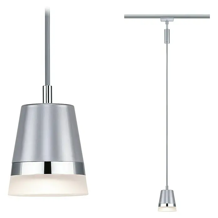 Paulmann URail Pendelleuchte Cone - Ø x H: 8,4 x 121,4 cm, Chrom matt - Zwei moderne Hängeleuchten in Silber und Weiß mit einem eleganten und minimalistischen Design. Ideal für stilvolle Innenräume.