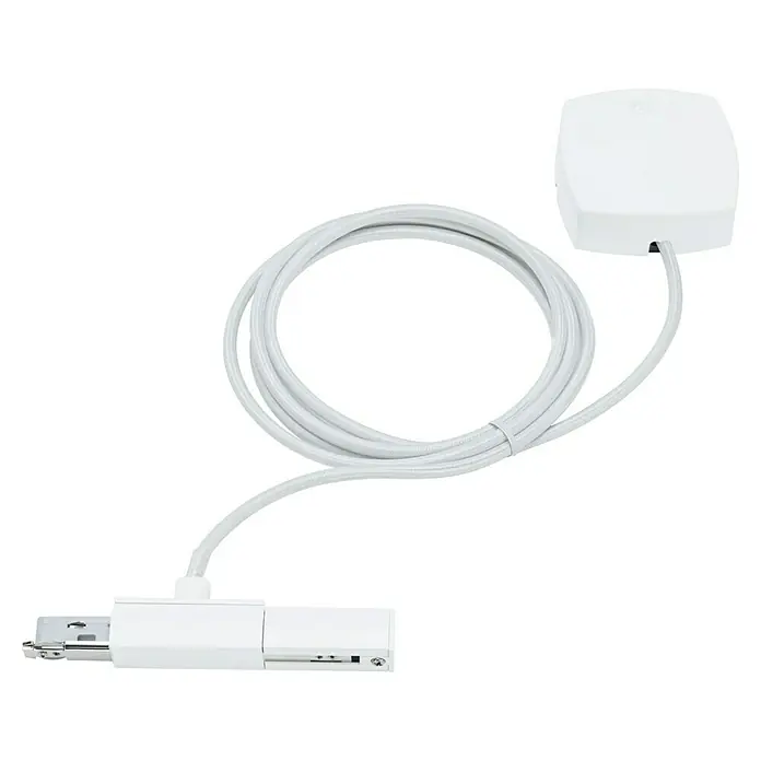 Paulmann URail Stromeinspeisung Cabel Feed - Signalweiß, 2 m - Weißer Deckenstrahler-Adapter mit Kabel und Anschlussdose. Ein essentielles Zubehör für flexible Beleuchtungslösungen im Innenbereich.