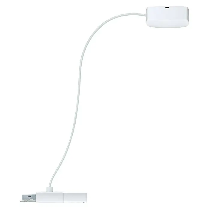 Paulmann URail Stromeinspeisung Cabel Feed - Signalweiß, 2 m - Weiße, gebogene Schienenleuchte mit einem rechteckigen Lampenkopf, ideal für moderne Innenräume und fokussierte Beleuchtung.