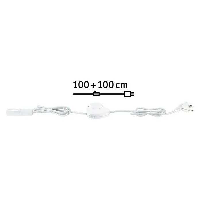 Paulmann URail Stromeinspeisung - Signalweiß, 200 cm - Weißes Lampenkabel mit Schalter und Stecker, die Kabellänge beträgt 2 Meter. Das Produkt ist für Lampen konzipiert.
