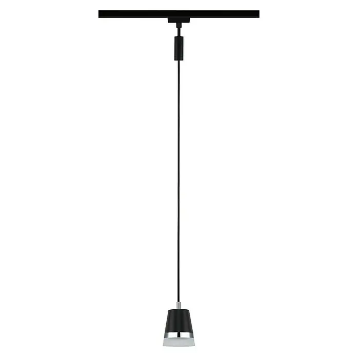 Paulmann URail Pendelleuchte Cone - Ø x H: 8,4 x 121,4 cm, Schwarz matt - Elegante, moderne Hängelampe mit schwarzem Schirm und Chromdetails, ideal für stilvolle Innenräume.