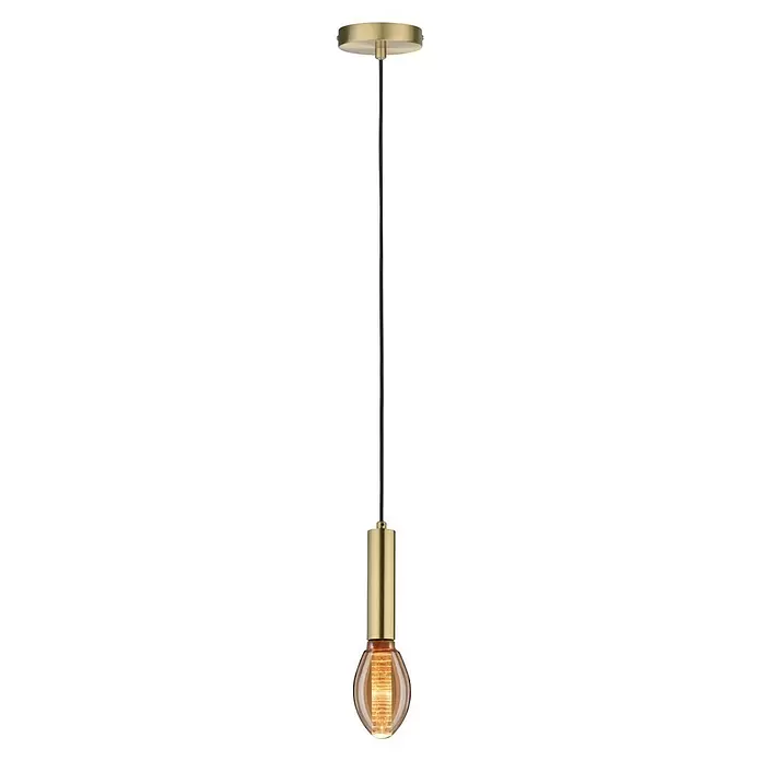 Paulmann LED-Lampe Inner Glow Edition Ring - Dimmbar, Warmweiß, 120 lm, 7,5 cm - Messing Pendelleuchte mit schwarzem Kabel und bernsteinfarbener Edison-LED-Birne.
