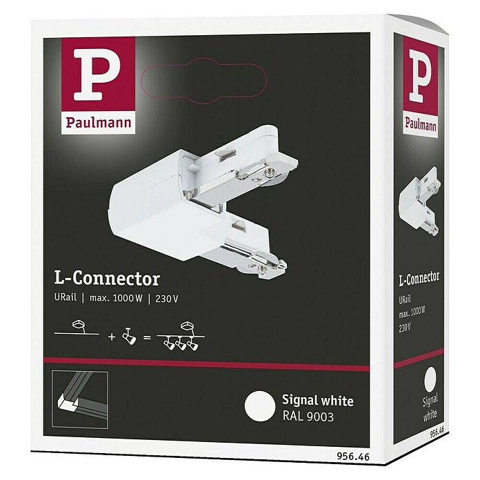 Paulmann URail L-Verbinder (L x B x H: 62 x 62 x 18 mm, Signalweiß) | BAUHAUS