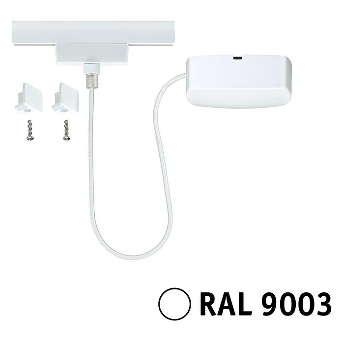 Paulmann URail Stromeinspeisung (100 cm, 100 W, Signalweiß, Inkl. Endkappe) | BAUHAUS