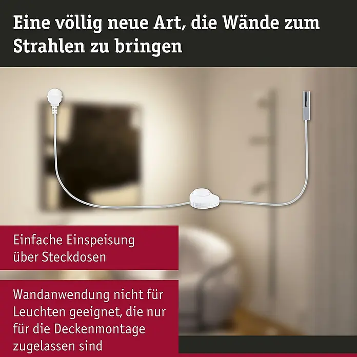 Paulmann URail Stromeinspeisung - Chrom matt, 200 cm - Eine neue Art der Wandbeleuchtung mit einfacher Stromversorgung über Steckdosen, jedoch nur für Deckenmontage geeignet.