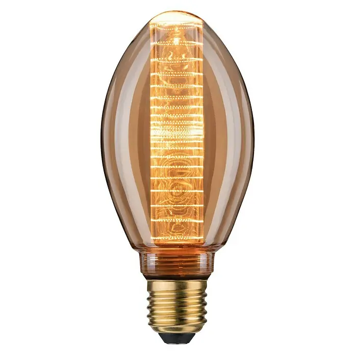 Paulmann LED-Lampe Inner Glow Edition Ring - Dimmbar, Warmweiß, 120 lm, 7,5 cm - Nahaufnahme einer bernsteinfarbenen Edison-Glühbirne mit einem dekorativen, leuchtenden Glühfaden, der warmes Licht ausstrahlt.
