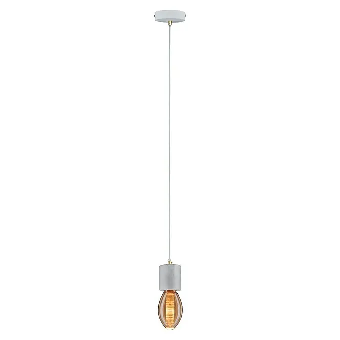 Paulmann LED-Lampe Inner Glow Edition Ring - Dimmbar, Warmweiß, 120 lm, 7,5 cm - Ein Pendelleuchte mit weißem Zylinder-Schirm und einer warm leuchtenden Glühbirne, die ein gemütliches Licht verbreitet.