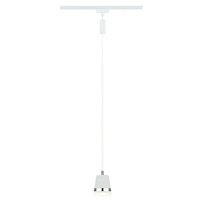 Paulmann URail Pendelleuchte Cone - Ø x H: 8,4 x 121,4 cm, Signalweiß - Moderne weiße Hängelampe mit schlichtem Design und glänzenden Akzenten für stilvolle Beleuchtung im Raum.