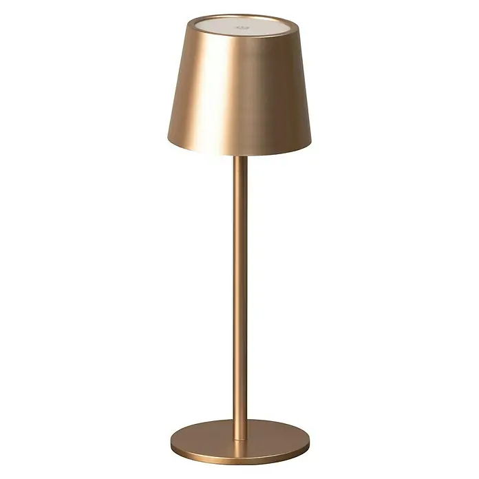 FHL easy Akku-Tischleuchte Roxi - 1,5 W, L x B x H: 9 x 9 x 27,5 cm, Coffee, Warmweiß - Goldene Tischleuchte mit Lampenschirm. Elegantes Design für stimmungsvolle Beleuchtung im Raum.
