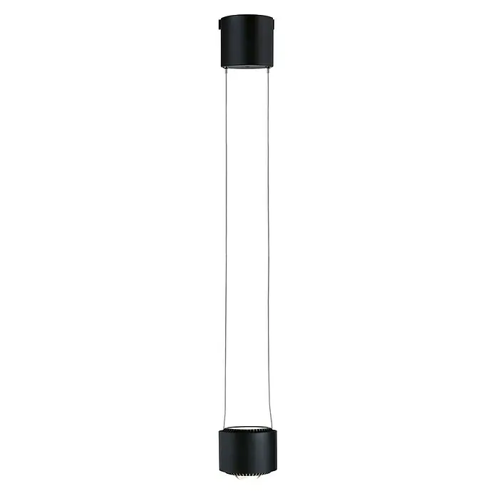 Paulmann URail LED-Pendelleuchte Aldan - Neutralweiß, Schwarz matt, Ø x H: 10 x 150 cm, 4.000 K - Elegante Pendelleuchte mit schwarzem Zylinderdesign und filigranen Metallstäben, die ein modernes Ambiente schafft.