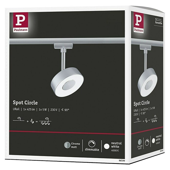 Paulmann URail LED-Spot Circle (Chrom matt, 5 x 9,8 x 15,7 cm) | BAUHAUS