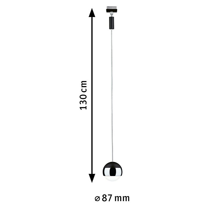 Paulmann URail LED-Pendelleuchte Capsule II (Warmweiß, Schwarz matt, Ø x H: 8,7 x 130 cm) | BAUHAUS