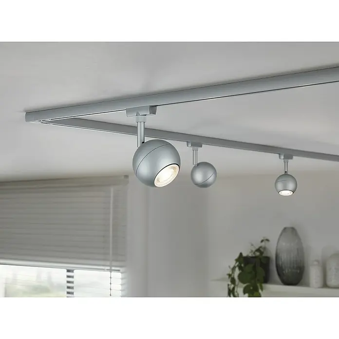 Paulmann URail LED-Spot Tup - 10 W, Chrom matt, Ø x H: 8 x 15,9 cm - Silbernes Schienensystem mit drei runden Strahlern. Moderne Beleuchtung für Wohnräume mit individuell ausrichtbaren Spots.