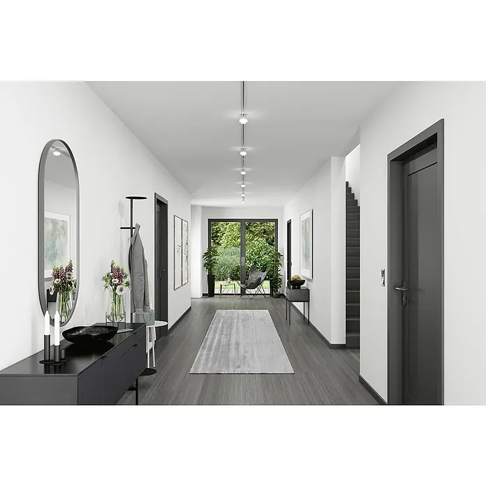 Paulmann URail LED-Spot Topa Dot - Chrom matt, Ø x H: 8 x 13 cm - Helle Diele mit stilvollem Spiegel und Kommode. Das moderne Design verleiht dem Raum eine elegante Note und bietet praktischen Stauraum.