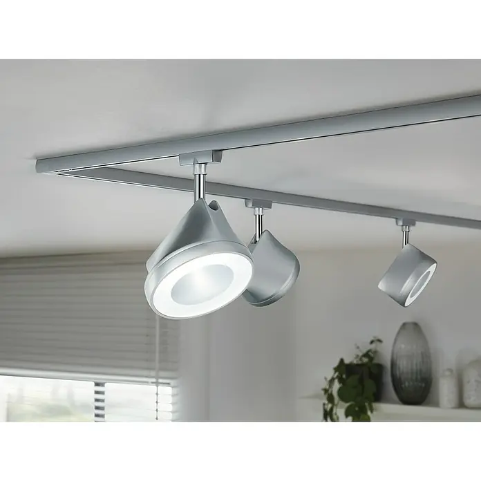 Paulmann URail LED-Spot Arena - Chrom matt, 7,8 x 12,3 x 19,1 cm, Neutralweiß - Moderne graue LED-Schienenstrahler an einer Metallschiene unter der Decke, die ein helles, gerichtetes Licht abgeben. Elegantes Beleuchtungssystem für Innenräume.