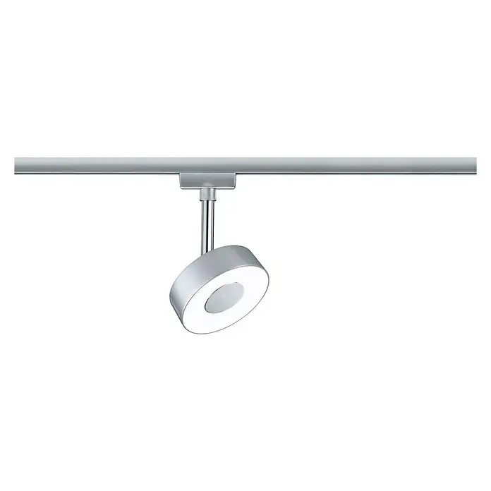 Paulmann URail LED-Spot Circle - Chrom matt, 5 x 9,8 x 15,7 cm - Schwenkbarer LED-Deckenspot mit einem schlichten, runden Design in Silber und einem hellen Licht, ideal für moderne Innenräume.
