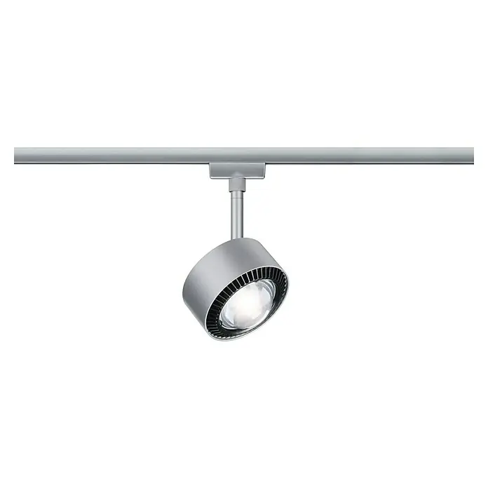 Paulmann URail LED-Spot Aldan - Chrom matt, Neutralweiß, Ø x H: 9,8 x 17 cm - Silberne Stromschienenleuchte mit LED-Spot, perfekt für moderne Innenräume, bietet gerichtetes Licht und stilvolles Design.