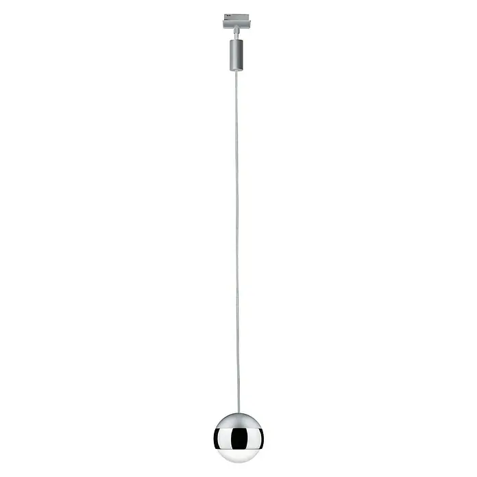 Paulmann URail LED-Pendelleuchte Capsule II - Neutralweiß, Chrom matt, Ø x H: 8,7 x 130 cm - Moderne Pendelleuchte in Silber mit einem kugelförmigen Lampenschirm für eine stilvolle Beleuchtung in jedem Raum.