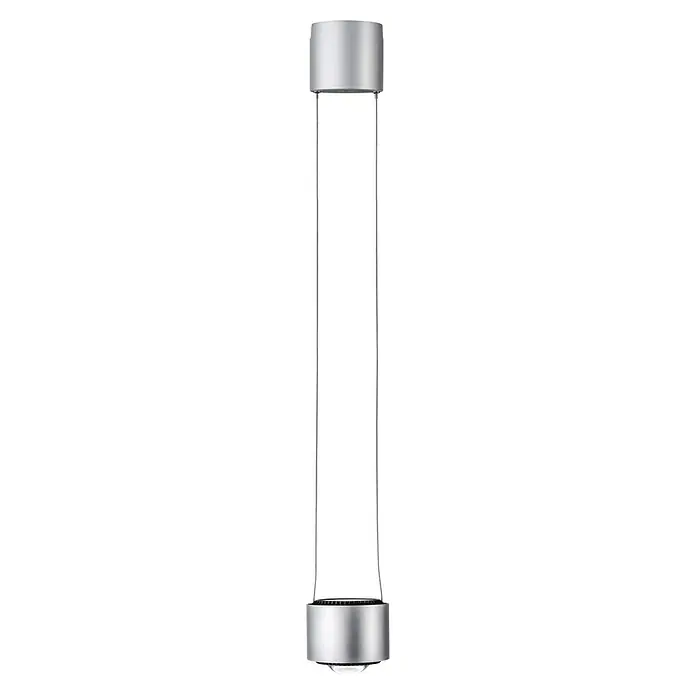 Paulmann URail LED-Pendelleuchte Aldan - Neutralweiß, Chrom matt, Ø x H: 10 x 150 cm, 4.000 K - Nahaufnahme einer silbernen Glaskugel-Tischleuchte mit schlankem, modernem Design. Perfekt für subtile Eleganz und sanfte Beleuchtung.