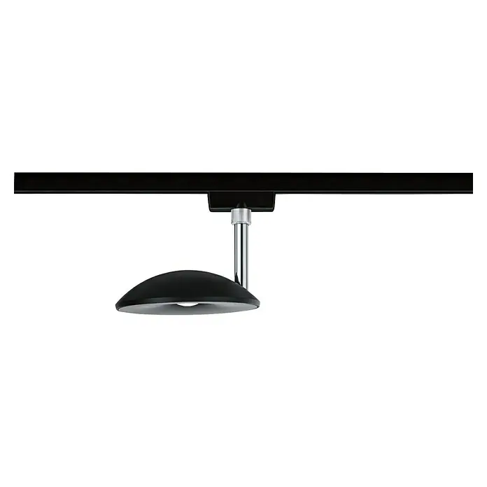 Paulmann URail LED-Spot Sphere - Schwarz matt, L x B x H: 3,2 x 11,98 x 18,3 cm - Eine moderne, schwarze Schienenleuchte mit einem schlichten, abgerundeten Lampenschirm und einem silbernen Stab. Ideal für zeitgemäße Innenräume.