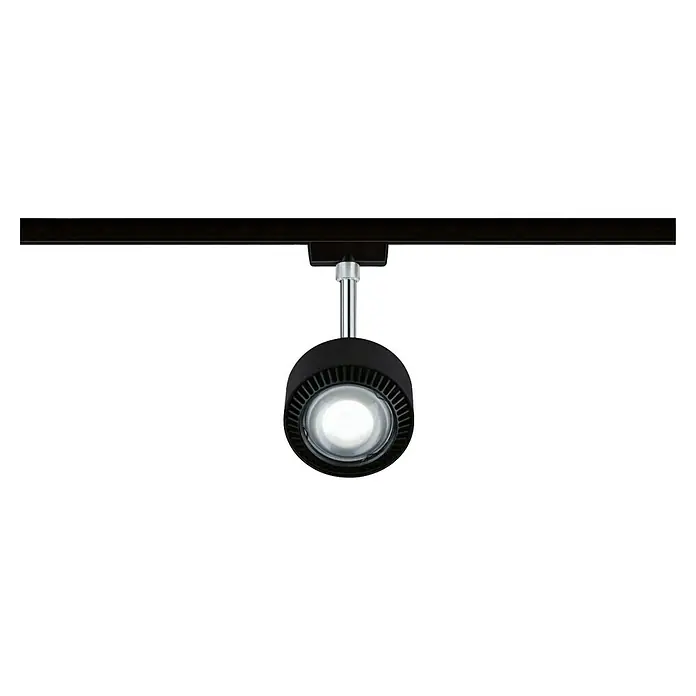 Paulmann URail LED-Spot Aldan - Schwarz matt, Neutralweiß, Ø x H: 9,8 x 17 cm - Schwenkbarer LED-Strahler mit schwarzem Gehäuse und silberner Schiene für moderne Beleuchtungslösungen.
