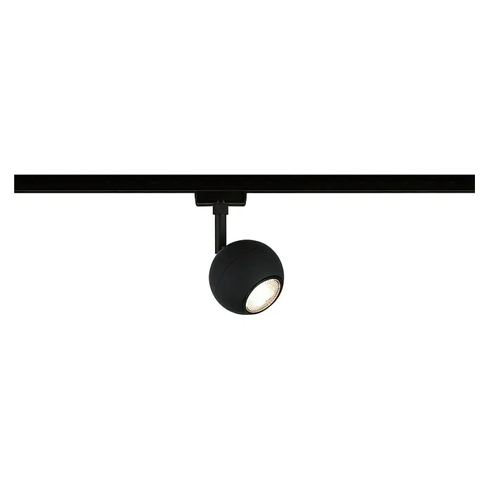 Paulmann URail LED-Spot Tup - 10 W, Schwarz matt, Ø x H: 8 x 15,9 cm - Nahaufnahme einer modernen schwarzen Schienenleuchte, die ein warmes, einladendes Licht ausstrahlt und die minimalistische Ästhetik betont.