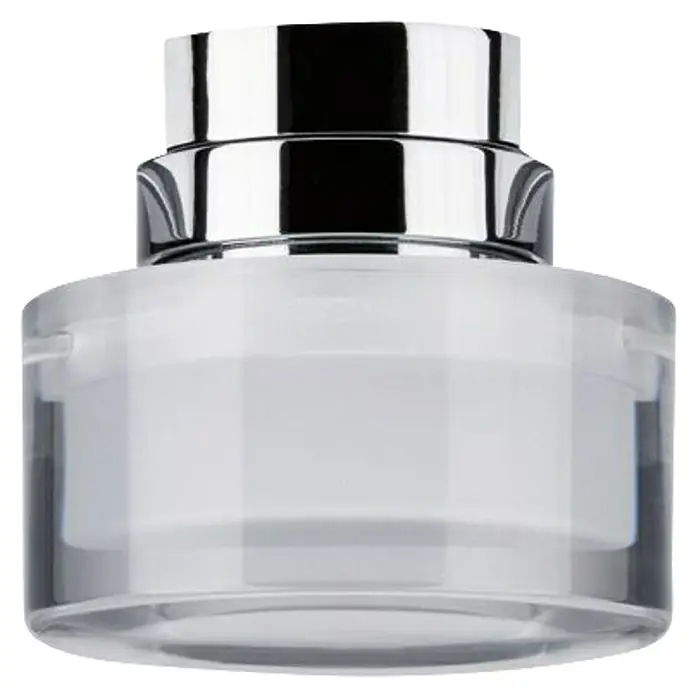 Paulmann URail LED-Spot Topa Dot - Chrom matt, Ø x H: 8 x 13 cm - Nahaufnahme eines eleganten Kosmetikbehälters mit silbernem Deckel.