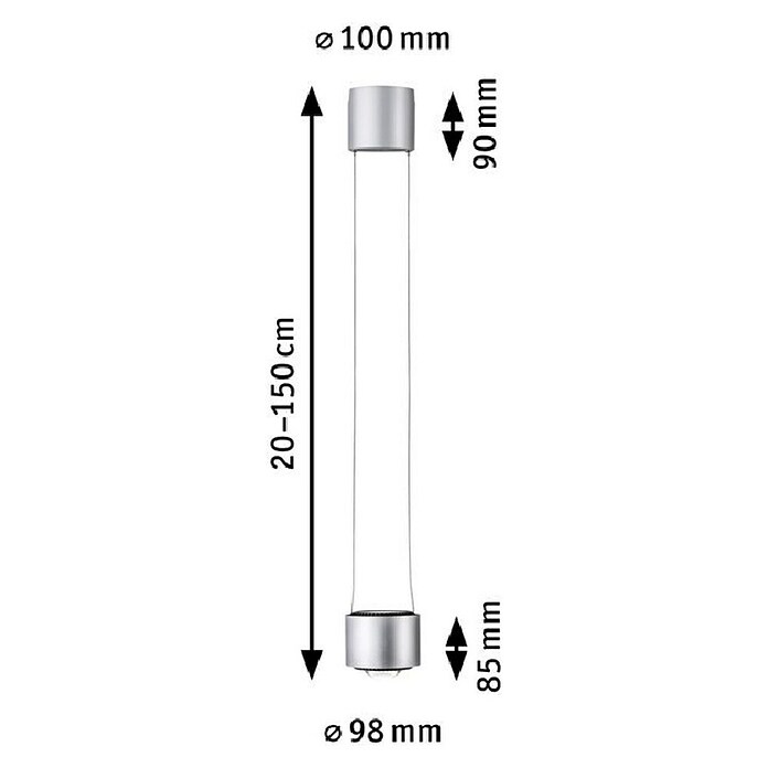 Paulmann URail LED-Pendelleuchte Aldan (Neutralweiß, Chrom matt, Ø x H: 10 x 150 cm, 4.000 K) | BAUHAUS