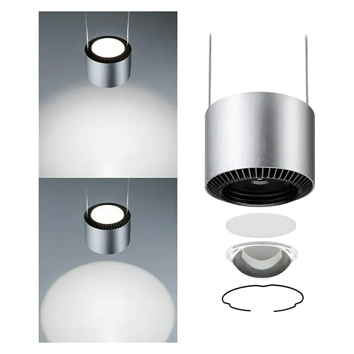 Paulmann URail LED-Pendelleuchte Aldan - Neutralweiß, Chrom matt, Ø x H: 10 x 150 cm, 4.000 K - Modernes Hängeleuchten-Design mit zerlegten Komponenten. Die Leuchte besticht durch ihr minimalistisches Aussehen und hochwertigen Materialien.