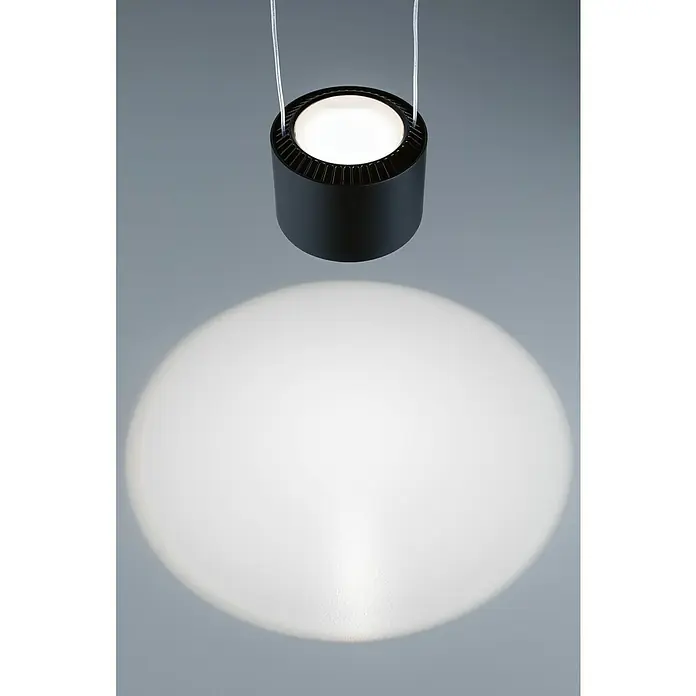 Paulmann URail LED-Pendelleuchte Aldan - Neutralweiß, Schwarz matt, Ø x H: 10 x 150 cm, 4.000 K - Moderne, schwarze LED-Hängeleuchte mit hellem, kreisförmigem Lichtkegel, ideal für stilvolle Beleuchtung.