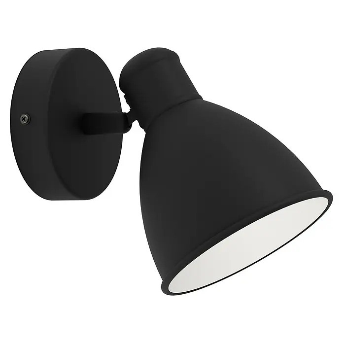 Eglo LED-Wandleuchte San Peri 1 - 3 W, Schwarz, Weiß, Warmweiß - Schwarze Wandleuchte mit verstellbarem Lampenkopf und weißer Innenseite für gerichtetes Licht, ideal als Akzentbeleuchtung.