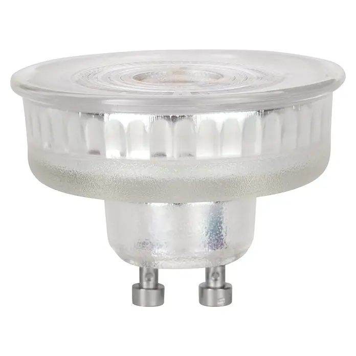 Eglo LED-Lampe Flat - GU10, Nicht Dimmbar, Neutralweiß, 400 lm, 4 W, 1 Stk. - Nahaufnahme einer klaren MR16 LED-Lampe mit GU5.3 Sockel, ideal für Akzentbeleuchtung und energieeffiziente Lösungen.