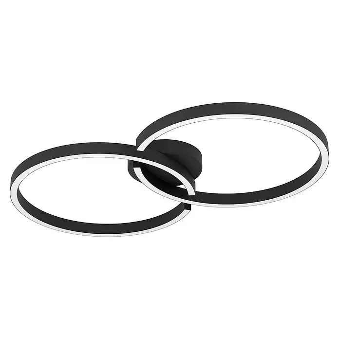 Eglo LED-Deckenleuchte Amandolo - 19,5 W, L x B x H: 67 x 38 x 6,5 cm, Schwarz, RGB - Schwarze LED-Deckenleuchte mit zwei ineinander verschlungenen Ringen.