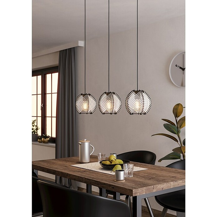 Eglo Led-hanglamp Waverton 3-lichts (Crème / Zwart, E27, Vermogen per lichtbron: 40 W, Aantal lichtbronnen: 3 st.) | BAUHAUS