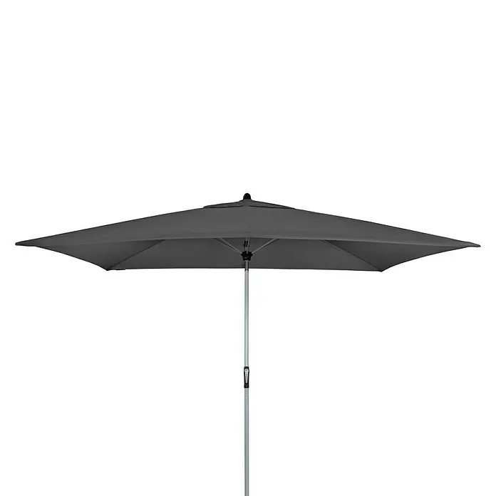 Doppler Active Marktschirm Auto Tilt - Anthrazit, Bespannungsmaß (L x B): 300 x 200 cm - Grauer, rechteckiger Sonnenschirm mit silbernem Ständer, ideal für den Garten oder die Terrasse und bietet angenehmen Schatten.