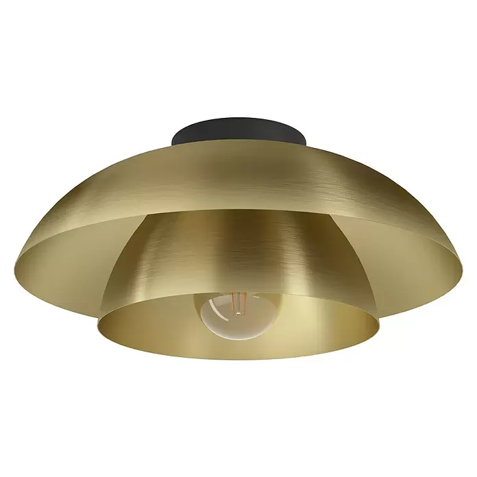 Eglo LED-Deckenleuchte Cenciara - 40 W, Gold, Durchmesser: 40 cm - Goldene Deckenleuchte aus gebürstetem Metall mit gestuften Schirmen und sichtbarer Glühbirne.