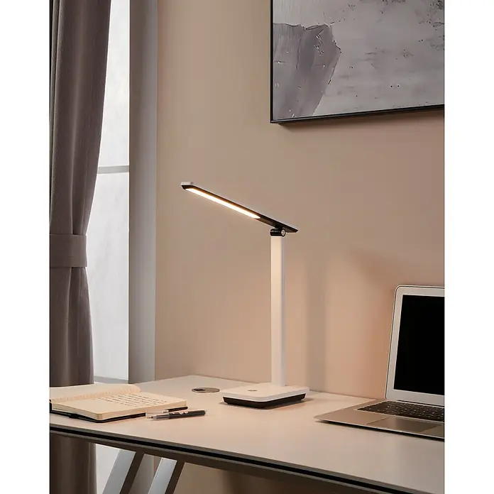 Eglo LED-Tischleuchte Iniesta - 3,6 W, L x B x H: 33 x 3,5 x 35 cm, Weiß, Warmweiß - Moderne Schreibtischleuchte mit LED-Technologie für ein helles und energieeffizientes Arbeitslicht, ideal für Büro oder Homeoffice.
